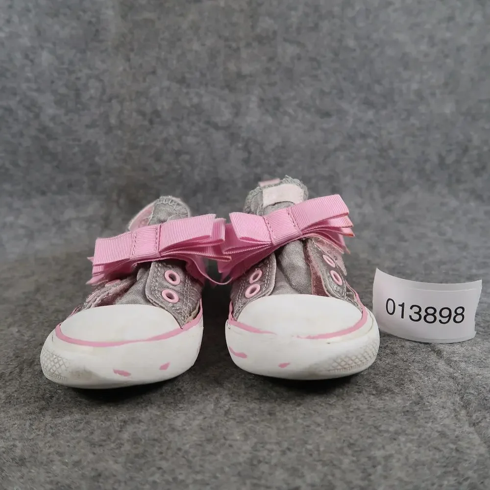 Converse Shoes Infant 7 Sneakers Pink Bow Hook N Loop Strap Baby Girl Casual